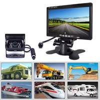 2 caméras de recul pour voiture, 4 broches, écran LCD 7 pouces, kit de surveillance de recul, système de stationnement pour camping-car, camion, bus, fourgonnette 12V/24V
