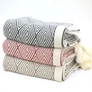 Супер мягкий легкий шарик с кисточками двойного назначения шаль одеяло креативный геометрический узор вязаные одеяла