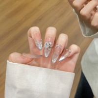 Faux ongles autocollants effet œil de chat pour manucure DIY, couvrance totale, marque privée, fabricant