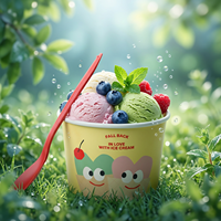 Gobelet à crème glacée jetable personnalisé, bol en papier pour crème glacée à motif animal de dessin animé, bol à yaourt, gobelet en papier pour pudding, boîte à gâteau en papier