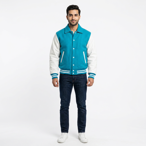 Chaqueta de Béisbol Vintage de Alta Calidad para Hombre, Nueva Moda, Estilo Urbano, Cuello Alto, 100% Algodón, Invierno, Logotipo Frontal - Product Image 1