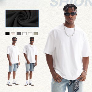 Chemises surdimensionnées lâches petit O cou confortable coton Gym Fitness hommes t-shirts - Product Image 2