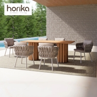 Meubles d'hôtel de luxe ensemble de table à manger en bois de patio mobilier d'extérieur moderne ensemble de table et chaises de jardin de patio de restaurant