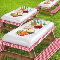 Bar à glace gonflable en PVC, plateau à glace pour fête en piscine transfrontalière, plateau à fruits blanc, seau à boissons, réservoir à glace gonflable
