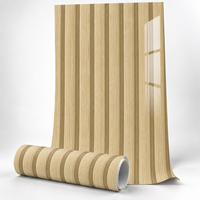 Papier peint autocollant à rayures en bois beige clair, feuilles de mousse PET XPE de 1,8 mm pour la rénovation de la chambre à coucher