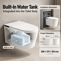 Bidet intelligent mural sans réservoir pour femme, avec télécommande, séchage à air chaud, chasse d'eau automatique, capteur, style japonais