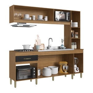 Armario de Estilo Moderno Decibel DB-CO2623 NP DORA, 6 Puertas, 1 Cajón, Mueble de Cocina Compacto de Madera, Aglomerado Natural/Negro - Product Image 2