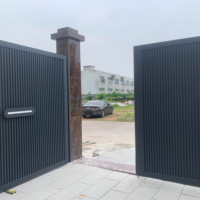 Puerta Batiente Doble de Aleación de Aluminio de 6 Pies para Patio de Villa, Sistema de Apertura Automática de Alta Resistencia, Control Remoto, Resistente a la Intemperie