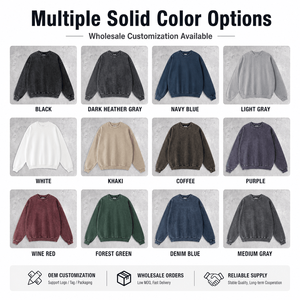 Wholesale <b>Men</b> 380G Solid Knit Sweatshirt Heavyweight Vintage Washed Oversized Crewneck Streetwear Supplier OEM Top Wear Bulk - Product Image 4
