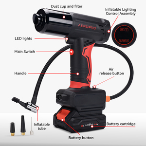 <span class=keywords><strong>Aspirateur</strong></span> de voiture portable sans fil AEROPRO A703 20V Max 5 en 1 et gonfleur de pneus avec jauge de pression des pneus numérique - Product Image 2