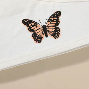 Conjuntos de Ropa para Niñas, Conjunto Sexy con Hombro Oblicuo y Estampado de Mariposas, Pantalones Cortos de Algodón, Ropa para Niñas - Product Image 3