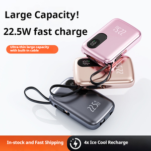 Batterie externe portable 22,5 W à charge rapide avec câble intégré, interface Type-C, QC3.0, super rapide, 10000 mAh, affichage LED - Product Image 5