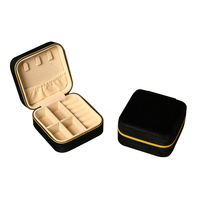 Boîte à bijoux carrée en velours, style preppy, durable, portable, avec fermeture éclair, 10x10x5cm, pour le rangement de bijoux, personnalisable avec logo.