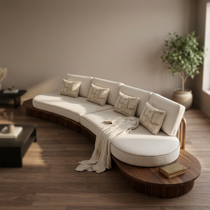 Juego de Sofás Curvos de Teca para Exteriores, Diseño Contemporáneo de Lujo, Muebles Duraderos para Patio, Terraza, Villa, Resort y Hotel - Product Image 3