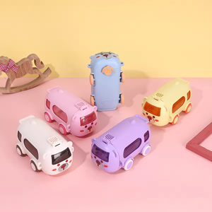 Hot <b>Sale</b> Cute Kids 500ml Portable Drinking Bottle <b>Bus</b> Shape Straw Drinking Cup with Shoulder Strap <b>for</b> Boys Girls <b>School</b> Home - Product Image 2