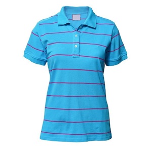 T-shirt rayé à manches courtes pour femmes Chemises polo Col polo Confortable Entreprise de fabrication de t-shirts polo de haute qualité - Product Image 3
