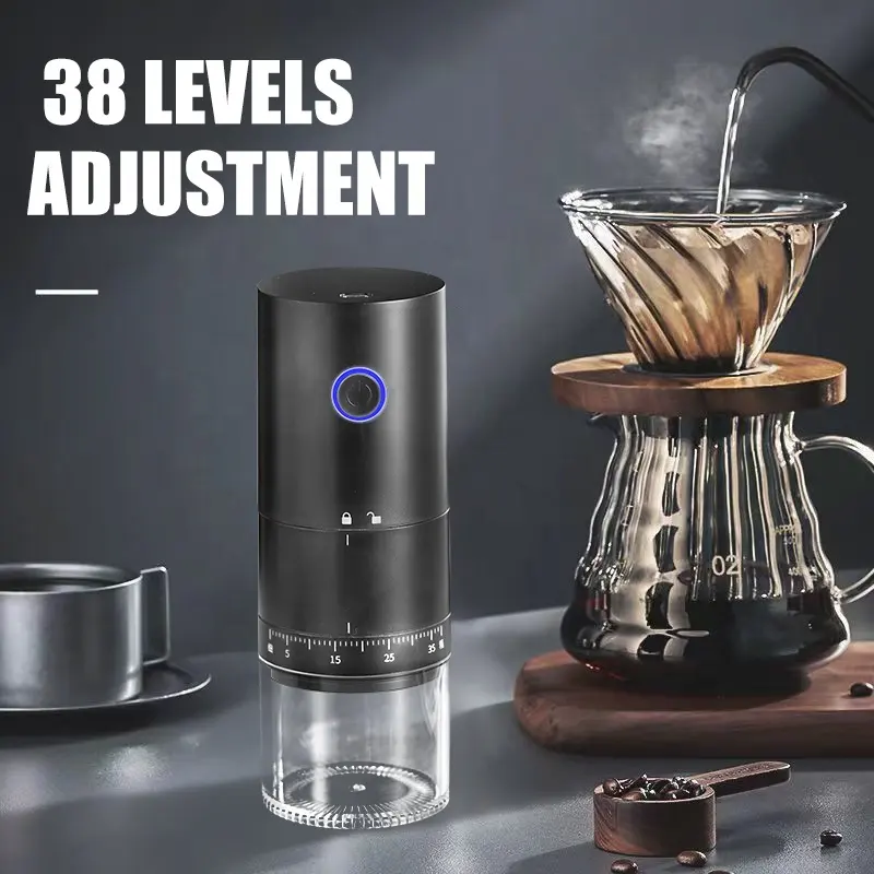 2024 new 38 levels adjustment wireless coffee maker USB rechargeable portable electric coffee grinder for espresso