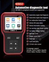 Herramienta de Diagnóstico Automotriz V302, Escáner OBD2 Universal Multifuncional