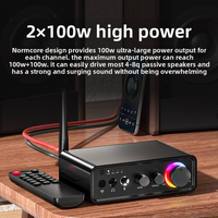 M19 BT 5.3 Amplifier Stereo Receiver, penerima Stereo 2 saluran 100W * 2 HiFi Kelas D Amp dengan Input RCA/optik/koaksial/mikrofon kontrol Treble Bass