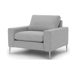 Moderna Singolo Lounge Chair Grigio Poltrona Divano In <span class=keywords><strong>Tessuto</strong></span> Sedia con gambe In Metallo - Product Image 2