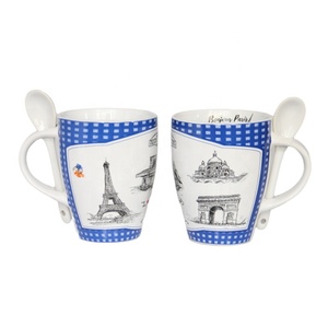 Fabricant Tasse à café en céramique souvenir personnalisée <span class=keywords><strong>Paris</strong></span> Tour Eiffel Design Vintage Tasses en porcelaine avec cuillère - Product Image 5