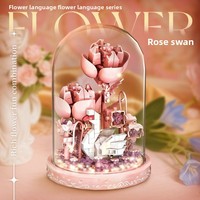 Mini Ramo de Flores, Juego de Bloques de Construcción, Kit de Modelo DIY 3D, Pequeña Decoración de Escritorio, Manualidad, Regalo para el Hogar y la Oficina