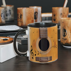 Modern 11oz Ceramic Guitar Piano Design Mug-<b>Christmas</b> & Business <b>Gift</b> for Home Office Hotel Use - Product Image 3