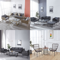 2023 Meilleure Vente Chaise de Salle à Manger d'Extérieur en Corde Tressée et Rotin, Empilable, avec Cadre en Fer Métallique, pour Patio et Jardin, et Coussin Imperméable