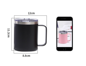 Wholesale 12oz Stainless Steel Coffee <b>Mug</b> with Handle Insulated Travel Tumbler Coffee Cup with Slider Lid for Camping Outdoor - Product Image 6