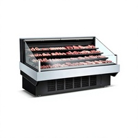 Vitrine réfrigérée commerciale multi-étagères pour viande crue, idéale pour marché de produits frais et restaurant buffet / hot pot, avec éclairage LED