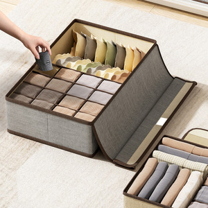 Clothing Organizer Drawer <b>Storage</b> <b>Box</b> With Dividers For Underwear Socks Home Dormitory Foldable <b>Stackable</b> Compartmentalized - Product Image 3