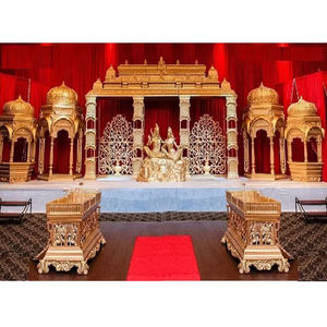 Décoration de scène de mariage hindou classique et élégante personnalisée en fibre pour la cérémonie de mariage Shiv Parvati, accessoires de fête - Product Image 1