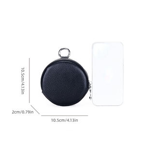 Porte-monnaie AndoBag pour femmes, en cuir de vache véritable, petits sacs ronds, mode simple, sac de rangement pour écouteurs, porte-cartes 201 - Product Image 6