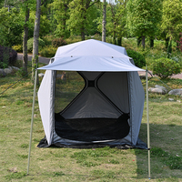 Tente de camping et de pêche écologique pour 1 à 2 personnes avec auvent, cadre en fibre de verre, tissu en polycoton/maille
