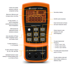 Analyseur <span class=keywords><strong>LCR</strong></span> portatif <span class=keywords><strong>Keysight</strong></span> U1733C OEM, précision de 0,2 %, garantie d'un an - Product Image 5