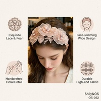 Shily&OS Nouveau Bandeau Large Exagéré en Dentelle et Perles, Style Rétro Luxe Floral, Accessoire de Cheveux Tendance pour Femme