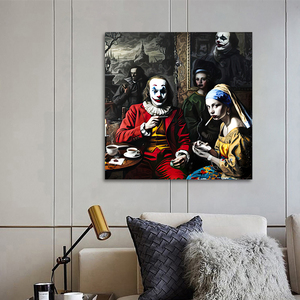 Guanjun pop art <span class=keywords><strong>pittura</strong></span> retrò stile vintage fumando ragazza con un orecchino di perla e stampa joker su tela <span class=keywords><strong>pittura</strong></span> - Product Image 3