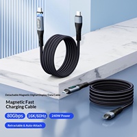 Câble de données magnétique tressé détachable en alliage d'aluminium Type-C USB 5.0 PD 240W pour transfert et charge rapide de téléphones portables et tablettes