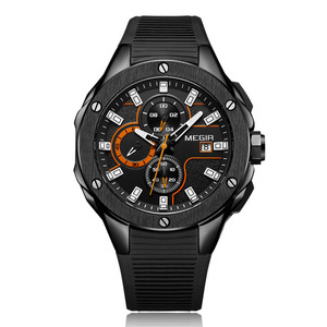 Reloj de cuarzo MEGIR 2053 hecho en china para hombre, correa de goma excel, pantalla de fecha, reloj deportivo impermeable - Product Image 2