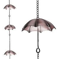 Chaînes de pluie décoratives en fer en forme de parapluie en cuivre Oniya de 1,7 m (8 tasses) pour gouttières et descentes de toit, décoration extérieure, vente en gros