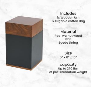 Özel siyah ceviz Urn için insan külleri cenaze çanta kremasyon ahşap <span class=keywords><strong>Urns</strong></span> ile el işi kutusu depolama için - Product Image 4