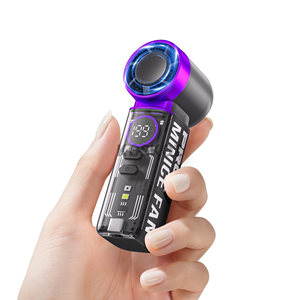 Mini ventilateur portatif rechargeable, pliable, à suspendre au cou, pour le camping en extérieur, avec fonction de refroidissement par glace - Product Image 1