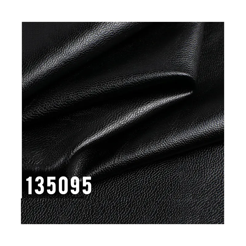 Wholesale Cheaper Synthetic Leather black Soft PU Fabric for Apparel Garment Jacket overcoat Rexine Faux leather