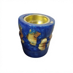 Quemador de Incienso de Madera de Acacia y Resina Epoxi Hecho a Mano con un Brillo Opulento de Piedra Arenisca, Soporte de Oud de Diseño para Decoración de Hogar de Lujo - Product Image 1
