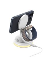 Pengisi Daya Nirkabel 4 in 1 15W Fast Charging dengan Lampu Malam, Dapat Mengisi Daya untuk Ponsel, Jam Tangan, dan Earbud