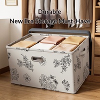 Boîte de rangement pliable 2 couches grande capacité pour vêtements, motif pivoine, 100 % polyester, avec couvercle, pour armoire domestique