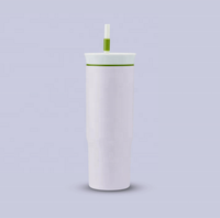 Gobelet de voyage isotherme sous vide de 24 oz avec poignée, paille et affichage LED de la température, motif voiture de dessin animé