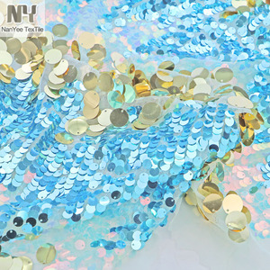 Vải Sequin Sáng Tạo Cho Trẻ Em Màu Ngọc Lam Lớn + Vàng 18Mm Vải Dệt Kim Cho Trang Phục Kimono - Product Image 3