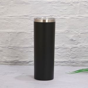 Gobelet isotherme 20oz en acier inoxydable à double paroi, fin et droit, vierge pour sublimation, avec couvercle et paille - Product Image 6