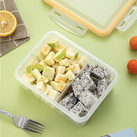 Boîte de rangement alimentaire en plastique de 800 ml et 1100 ml avec couvercle, réutilisable, étanche, compartimentée, boîte à lunch, boîte de rangement pour fruits et en-cas